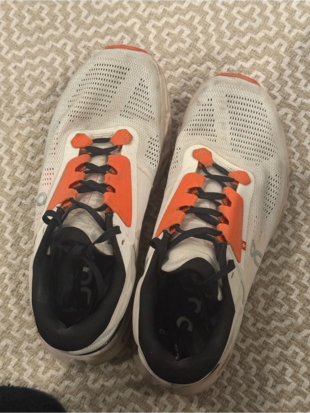 On Running White and Coral Performance Running Shoes - Picture 2 of 5